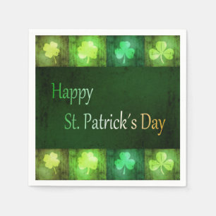 Serviette En Papier Grungy St. Patrick's Day Shamrocks - Papier Napkin