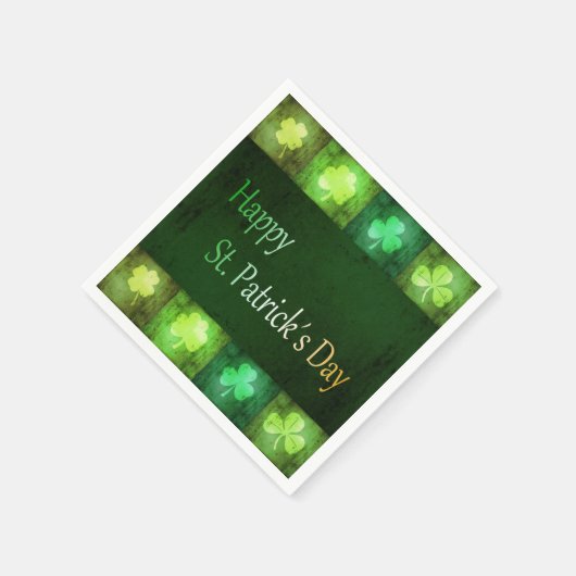 Serviette En Papier Grungy St. Patrick's Day Shamrocks - Papier Napkin (Coin)