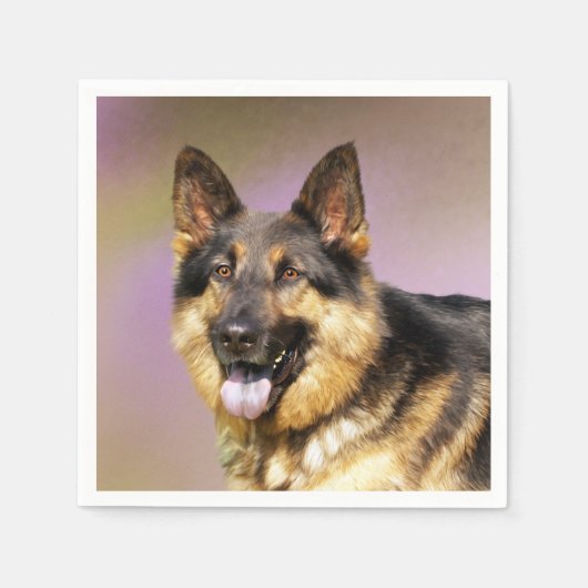 Serviette En Papier GSD noir et tan (Devant)