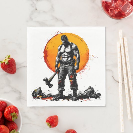 Serviette En Papier guerrier barbare médiéval imaginaire hummer force (En situation)