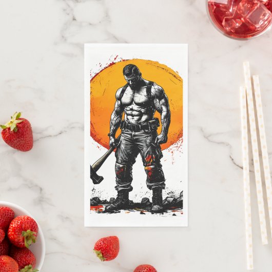 Serviette En Papier guerrier barbare médiéval imaginaire hummer force (En situation)