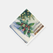 Serviette En Papier Gui de Noël à l'aquarelle de fêtes (Coin)
