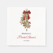 Serviette En Papier Gui de Noël Ruban Rouge Mariage (Devant)