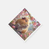 Serviette En Papier Guinée Cochon au milieu des fleurs du printemps (Coin)