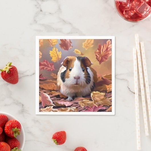 Serviette En Papier Guinée Cochon et chute des feuilles d'automne (En situation)