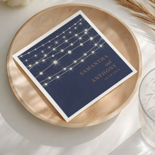Serviette En Papier Guirlande de lumières bleue et or élégante