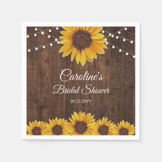 Serviette En Papier Guirlande lumineuse tournesols rustiques pour la b (Devant)
