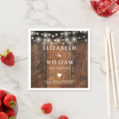 Serviette En Papier Guirlandes Lumineuses Bois Rustique Bohème Mariage (En situation)