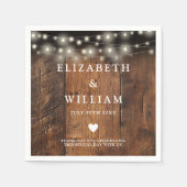Serviette En Papier Guirlandes Lumineuses Bois Rustique Bohème Mariage (Devant)