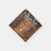 Serviette En Papier Guirlandes Lumineuses Bois Rustique Bohème Mariage (Coin)