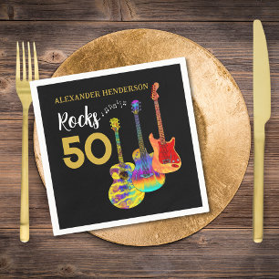 Serviette En Papier Guitare 50 ans Rocks 50 Nom