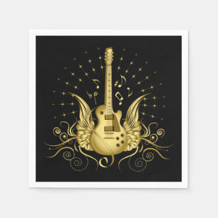Serviette En Papier Guitare à ailes dorées