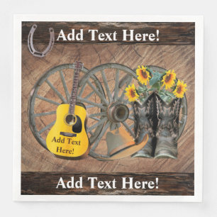 Serviette En Papier Guitare à roue de chariot western Bottes de cowboy