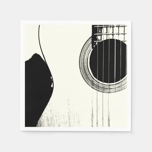 Serviette En Papier Guitare Abstraite noire et blanche (Devant)