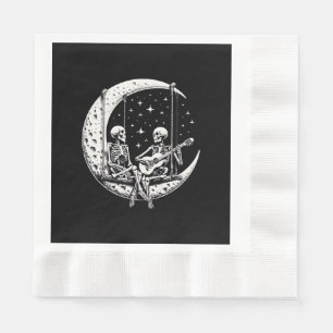 Serviette En Papier Guitare de lune de couple de squelettes