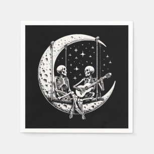 Serviette En Papier Guitare de lune de couple de squelettes