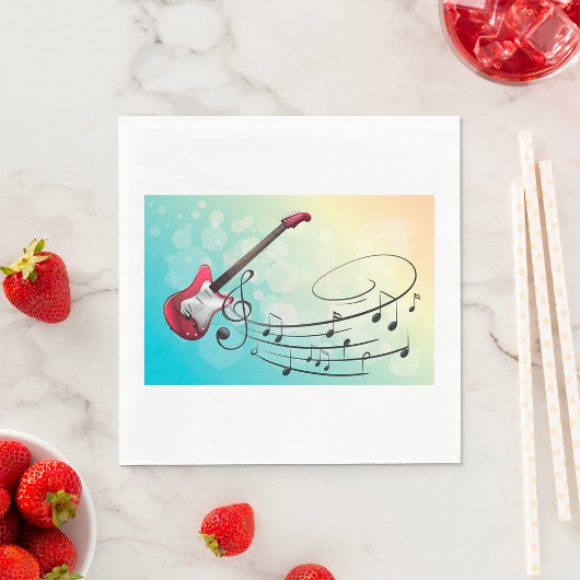 Serviette En Papier Guitare électrique Rock and Roll Notes de musique