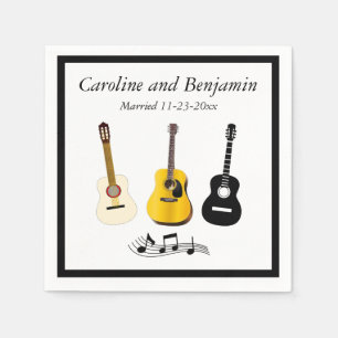 Serviette En Papier Guitare mariage ou Fiançailles Musique Notes music