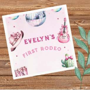 Serviette En Papier Guitare rose Cowboy Party Cactus Anniversaire