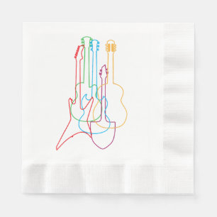 Serviette En Papier Guitares de couleur Electric Acoustic classique ca