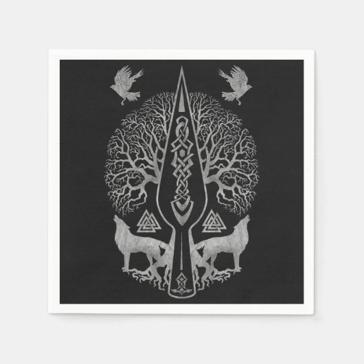 Serviette En Papier Gungnir - Parole d'Odin et arbre de vie - (Devant)