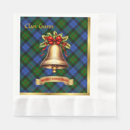 Serviette En Papier Gunn personnalisé Tartan Noël (Devant)