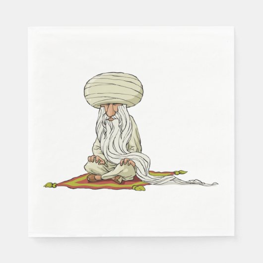Serviette En Papier Guru Avec Une Longue Barbe (Devant)