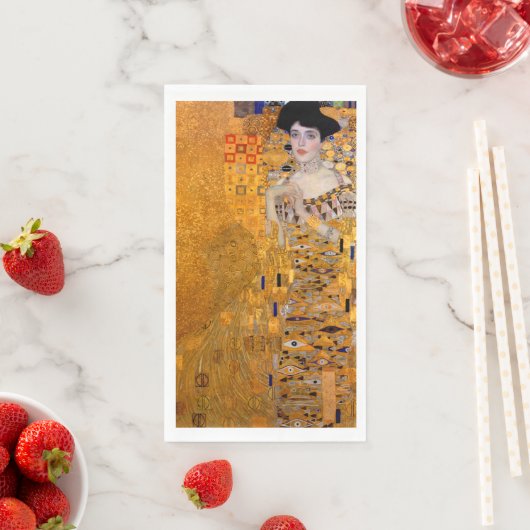 Serviette En Papier Gustav Klimt Adele Portrait jetable (En situation)