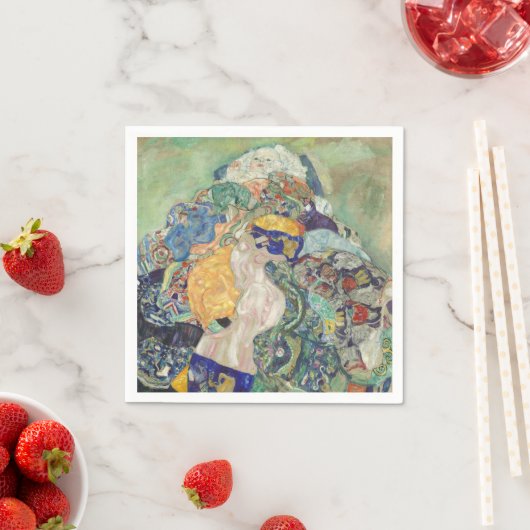 Serviette En Papier Gustav Klimt - Bébé (Berceau) (En situation)