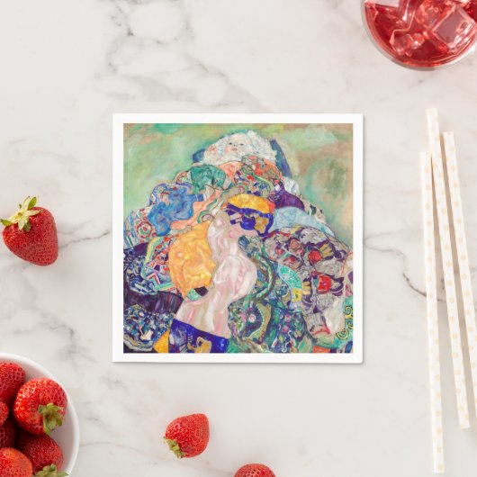 Serviette En Papier Gustav Klimt - Bébé / Berceau (En situation)