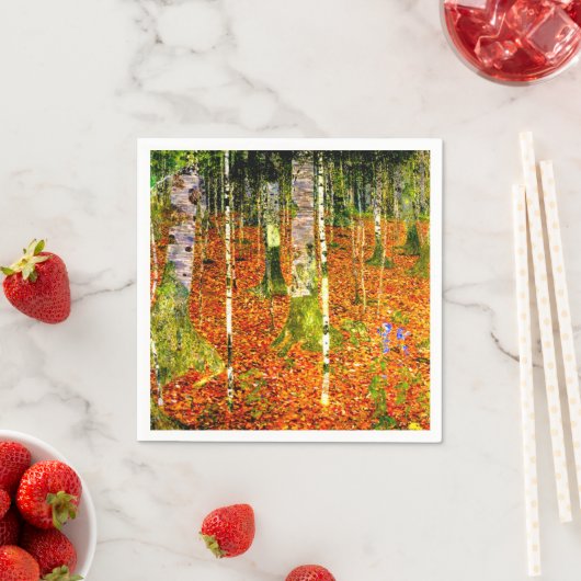 Serviette En Papier Gustav Klimt Birch Trees (En situation)
