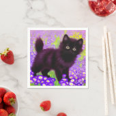 Serviette En Papier Gustav Klimt Black Kitten (En situation)