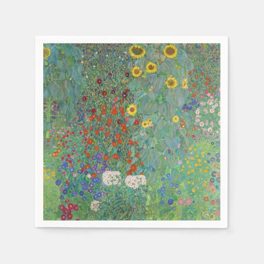 Serviette En Papier Gustav Klimt - Jardin de campagne avec tournesols (Devant)