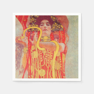 Serviette En Papier Gustav Klimt Red Woman Gold Snake Peinture