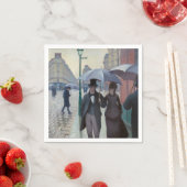 Serviette En Papier Gustave Caillebotte - Paris Street ; Rainy Day (En situation)