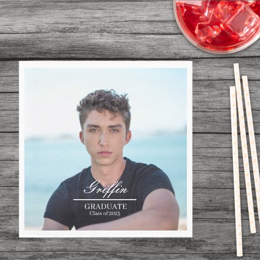 Serviette En Papier Guy Grad Modern Graduate Photo personnalisée