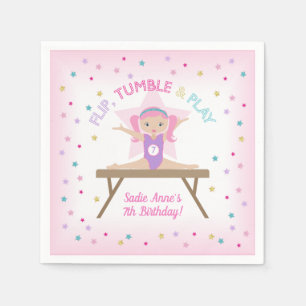 Serviette En Papier Gymnaste Pink Hair Gymnastique Jump Anniversaire