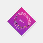 Serviette En Papier Gymnastique Amis "Joyeux Anniversaire" Rose violet (Coin)