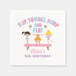 Serviette En Papier Gymnastique anniversaire pastel