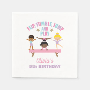 Serviette En Papier Gymnastique anniversaire pastel