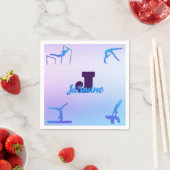 Serviette En Papier Gymnastique féminine Monogramme bleu violet person (En situation)