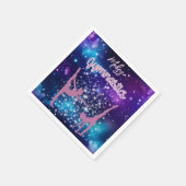 Serviette En Papier Gymnastique Galaxie Purple Turquoise Personnalisé (Coin)