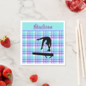 Serviette En Papier Gymnastique Girl Lilac Purple et Aqua Personnalisé (En situation)