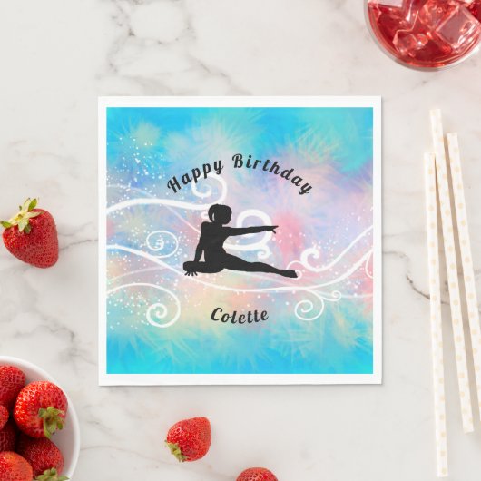 Serviette En Papier Gymnastique Joyeux Anniversaire Custom Swirl (En situation)