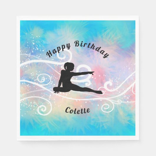 Serviette En Papier Gymnastique Joyeux Anniversaire Custom Swirl (Devant)