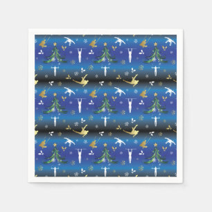 Serviette En Papier Gymnastique masculine Snowflake sapin de Noël