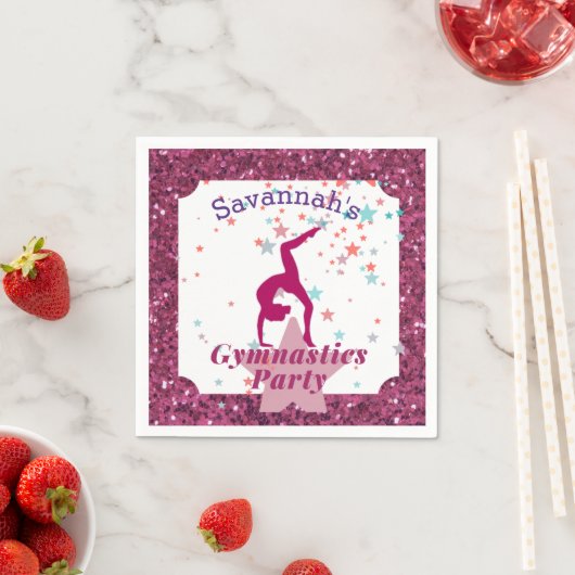 Serviette En Papier Gymnastique Parties scintillant et étoiles (En situation)