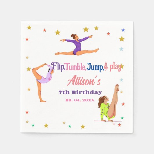 Serviette En Papier Gymnastique saut Cartwheel fête d'anniversaire fil (Devant)