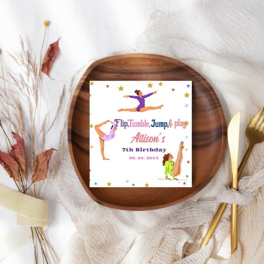 Serviette En Papier Gymnastique saut Cartwheel fête d'anniversaire fil