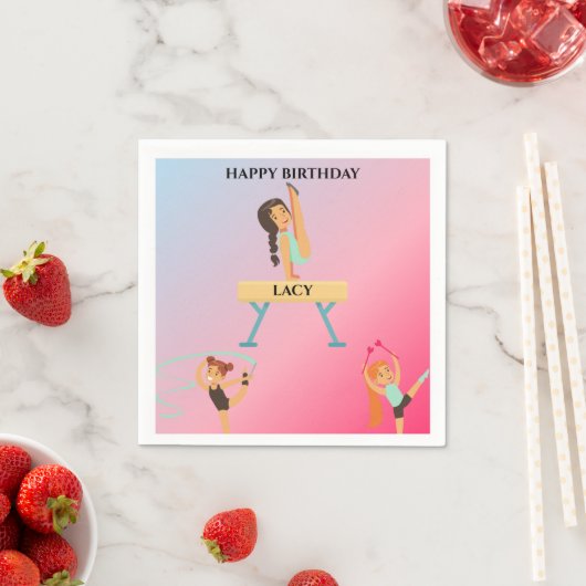 Serviette En Papier Gymnastique serviettes d'anniversaire personnalisé (En situation)